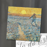 The Sower | Vincent van Gogh Magnet<br><div class="desc">The Sower (1888) by Vincent van Gogh is a powerful Post-Impressionist painting that depicts a farmer sowing seeds in a vast field under a radiant yellow sky. The artwork reflects Van Gogh's admiration for rural labor and his fascination with the cycles of nature. The vivid color palette of golden yellows,...</div>