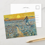 The Sower | Vincent van Gogh Postcard<br><div class="desc">The Sower (1888) by Vincent van Gogh is a powerful Post-Impressionist painting that depicts a farmer sowing seeds in a vast field under a radiant yellow sky. The artwork reflects Van Gogh's admiration for rural labor and his fascination with the cycles of nature. The vivid color palette of golden yellows,...</div>