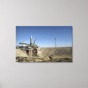 The Soyuz rocket is erected into position 2 Canvas Print