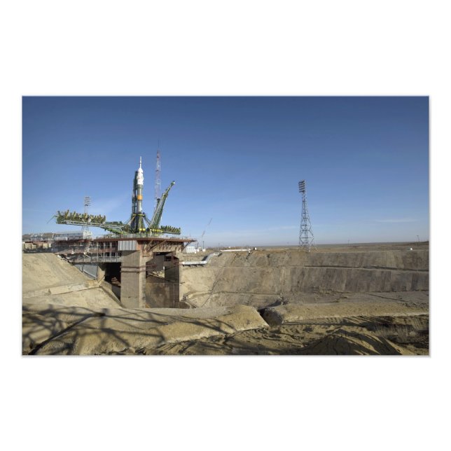 The Soyuz rocket is erected into position 2 Photo Print (Front)