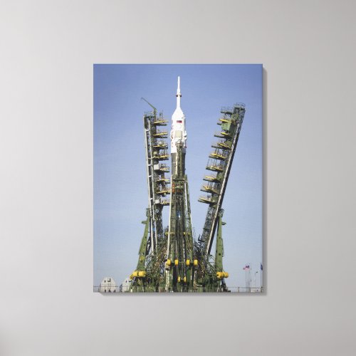 The Soyuz rocket is erected into position 4 Canvas Print