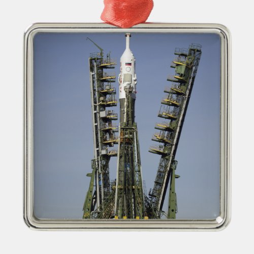 The Soyuz rocket is erected into position 4 Metal Ornament