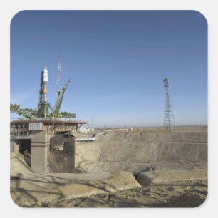 The Soyuz rocket is erected into position 5 Square Sticker