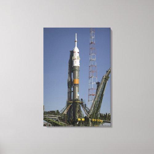 The Soyuz rocket is erected into position Canvas Print