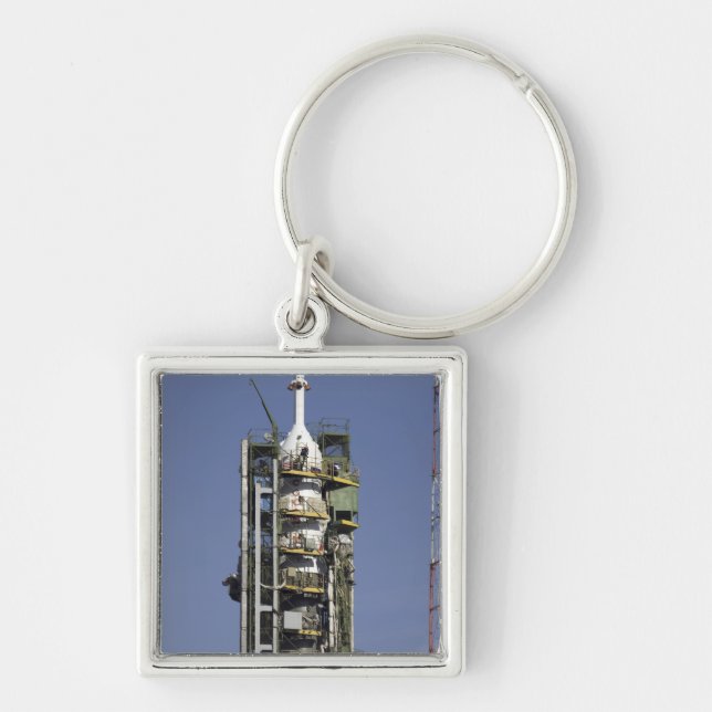 The Soyuz rocket is erected into position Keychain (Front)