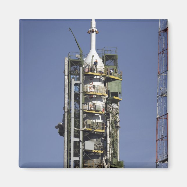 The Soyuz rocket is erected into position Magnet (Front)