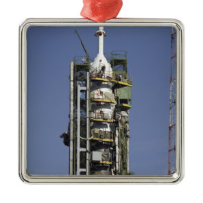 The Soyuz rocket is erected into position Metal Ornament
