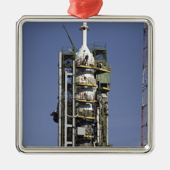 The Soyuz rocket is erected into position Metal Ornament (Front)