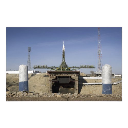 The Soyuz rocket is erected into position Photo Print