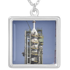 The Soyuz rocket is erected into position Silver Plated Necklace
