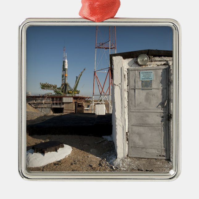 The Soyuz rocket shortly after arrival 2 Metal Ornament (Front)