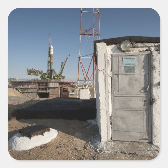 The Soyuz rocket shortly after arrival 2 Square Sticker (Front)