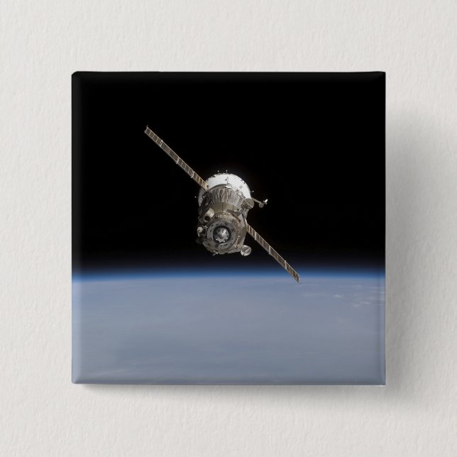 The Soyuz TMA-11 spacecraft above Earth's horiz Pinback Button (Front)