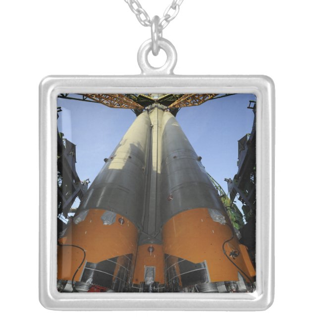 The Soyuz TMA-13 spacecraft 2 Silver Plated Necklace (Front)