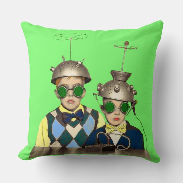 the Space Cadet Brothers print Throw Pillow (Front)