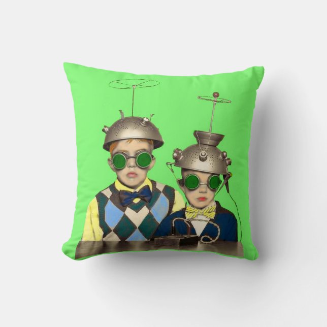 the Space Cadet Brothers print Throw Pillow (Front)