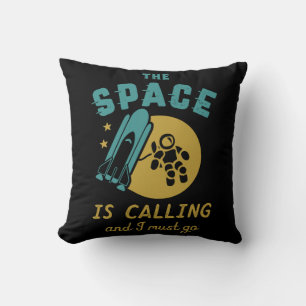 The Space is Calling I Must Go Vintage Astronomy Throw Pillow