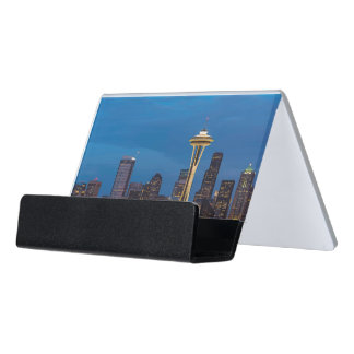 The Space Needle and downtown Seattle Desk Business Card Holder