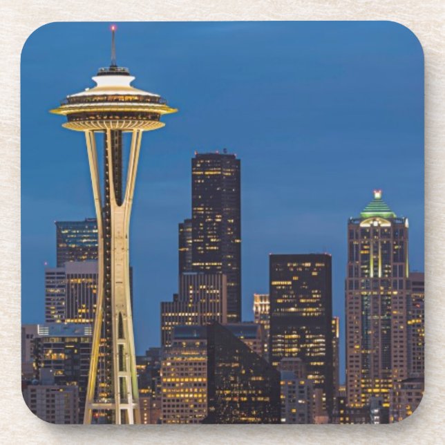 The Space Needle and downtown Seattle Drink Coaster (Front)
