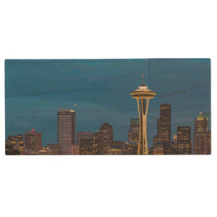 The Space Needle and downtown Seattle Wood Flash Drive