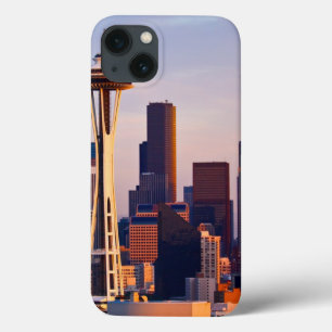 The Space Needle is a tower at dusk in Seattle iPhone 13 Case