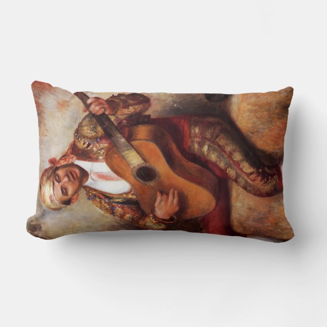 The Spanish Guitarist (by Pierre-August Renoir) Lumbar Pillow (Front)