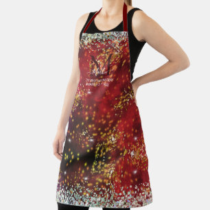 The Sparkle glittery glam red custom Monogram Apron