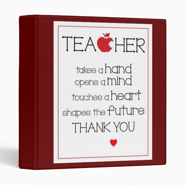 **THE SPECIAL MEMORIES OF TEACHER'S SCHOOL YEAR" 3 RING BINDER (Front/Spine)