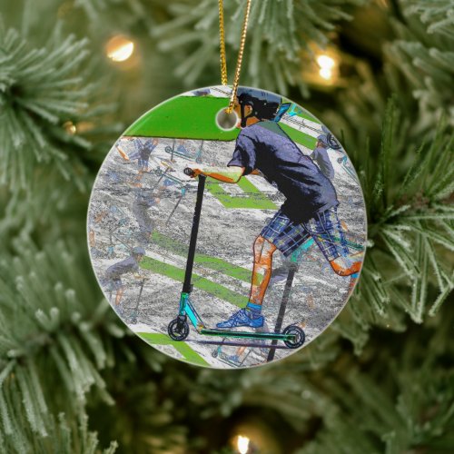 The Speedster _ Scooter Rider Ceramic Ornament