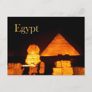 The Sphinx and the Pyramid of Khafre at night Postcard