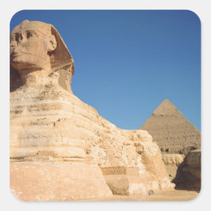 The Sphinx and The Pyramid of Khafre, Giza Square Sticker