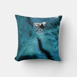 The Spider And The Centipede-Blue  Throw Pillow