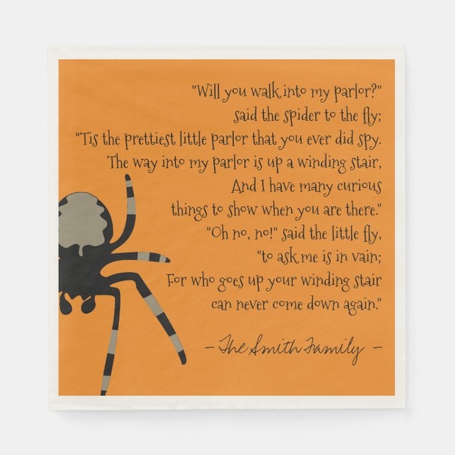 The Spider and the Fly Poem Paper Napkins (Front)
