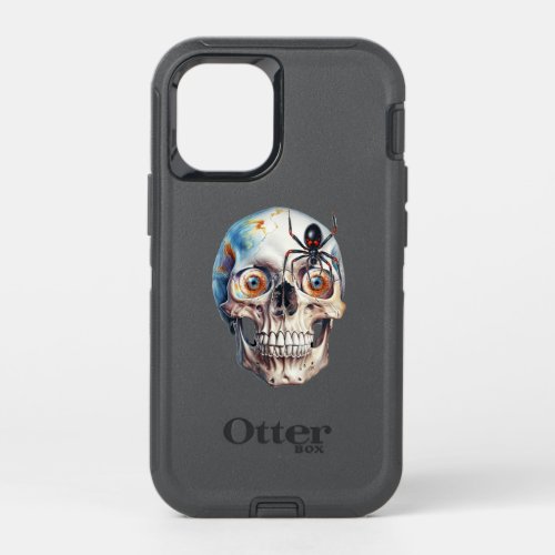 The spider crawling upstairs has round eyes OtterBox defender iPhone 12 mini case