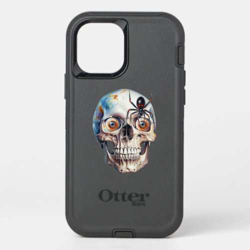 The spider crawling upstairs has round eyes OtterBox defender iPhone 12 pro case