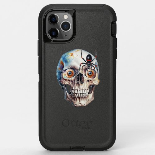 The spider crawling upstairs has round eyes OtterBox defender iPhone 11 pro max case