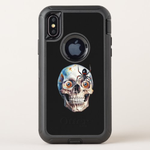 The spider crawling upstairs has round eyes OtterBox defender iPhone x case