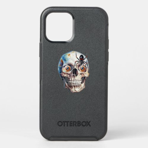 The spider crawling upstairs has round eyes OtterBox symmetry iPhone 12 case