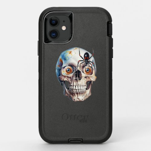 The spider crawling upstairs has round eyes OtterBox defender iPhone 11 case