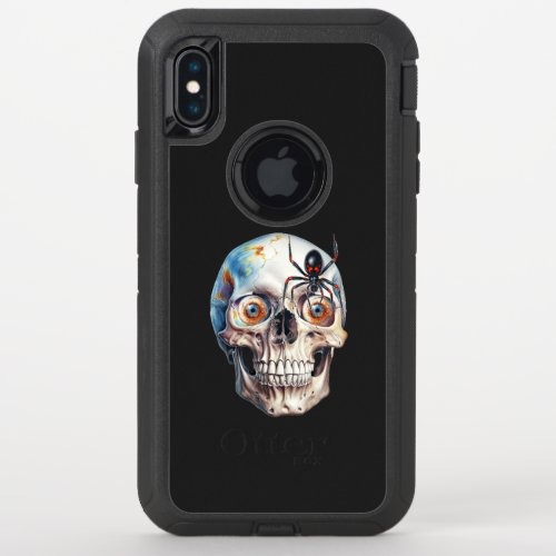 The spider crawling upstairs has round eyes OtterBox defender iPhone XS max case