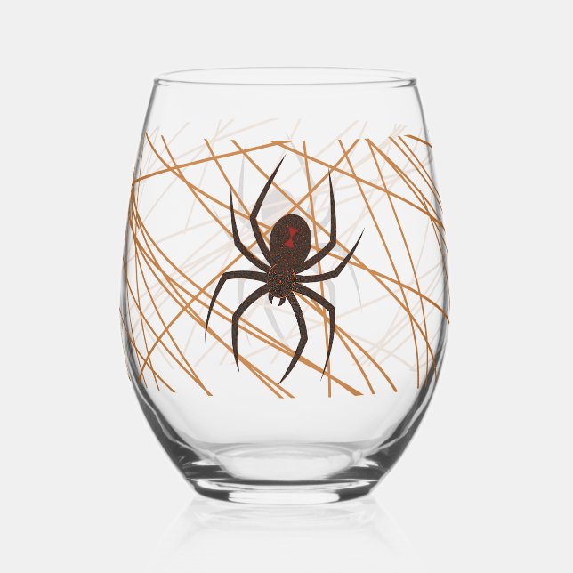 The Spider's Web Stemless Wine Glass (Front)