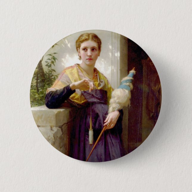 The Spinner, William-Adolphe Bouguereau Pinback Button (Front)