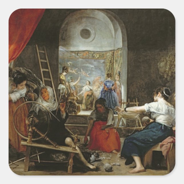 The Spinners, or The Fable of Arachne, 1657 Square Sticker (Front)