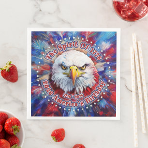 The Spirit Of 1776, 2026 America’s Red Eagle Firew Paper Dinner Napkins