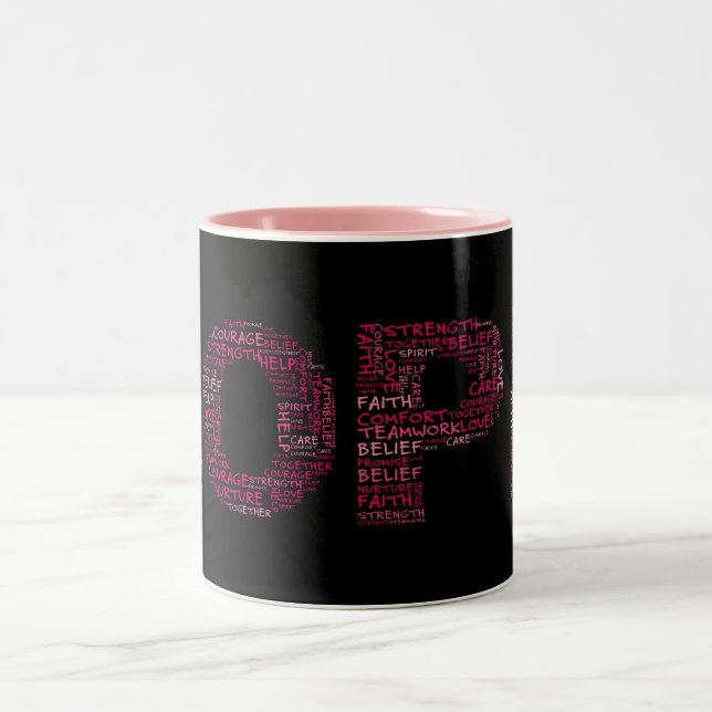 The Spirit of Hope (Pink Text) Two-Tone Coffee Mug (Center)