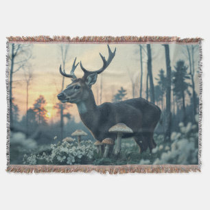 The Spirit of the Deer at sunrise Throw Blanket