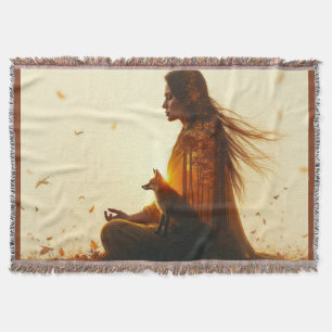 The spirit of the fox throw blanket