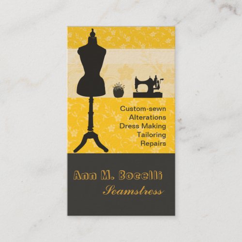 The Spirited Maker Seamstress Gold Retro Vintage Business Card