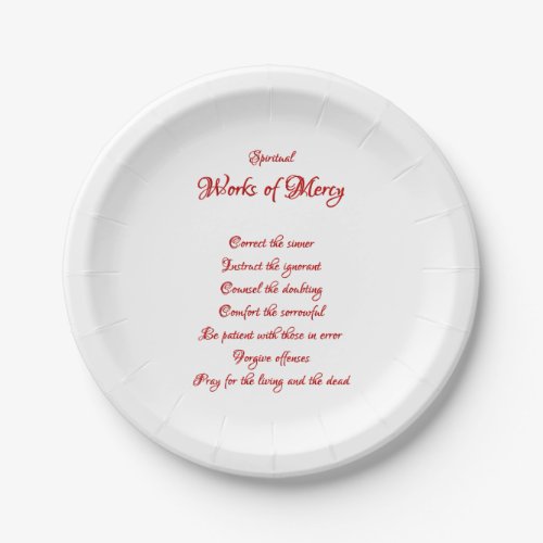 The Spiritual Works of Mercy Paper Plates