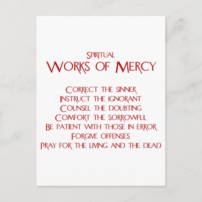 The Spiritual Works of Mercy Postcard (Front)